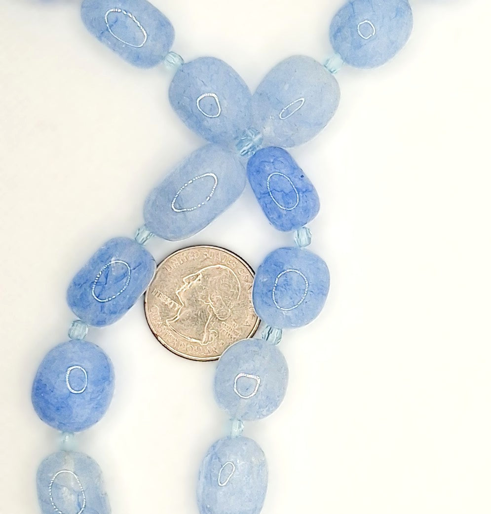 18x13mm Crystal Quartz Heated Blue Nugget Gemstone Beads 8-inch Strand