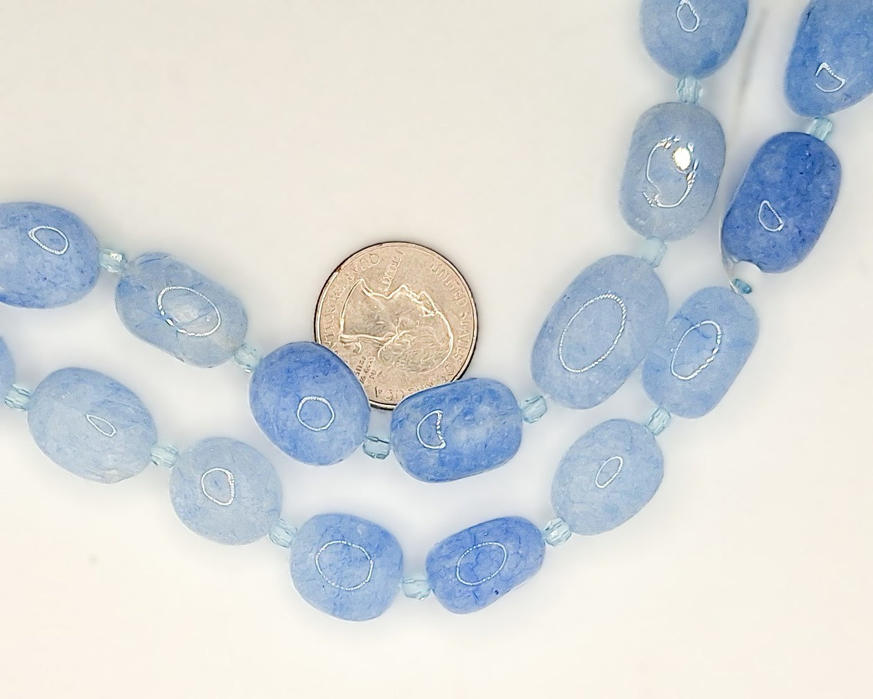 18x13mm Crystal Quartz Heated Blue Nugget Gemstone Beads 8-inch Strand