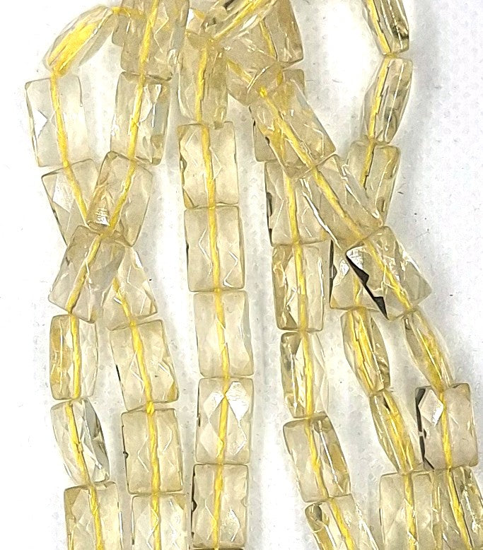 10x6mm Lemon Quartz Faceted Rectangle Gemstone Beads 16-Inch Strand