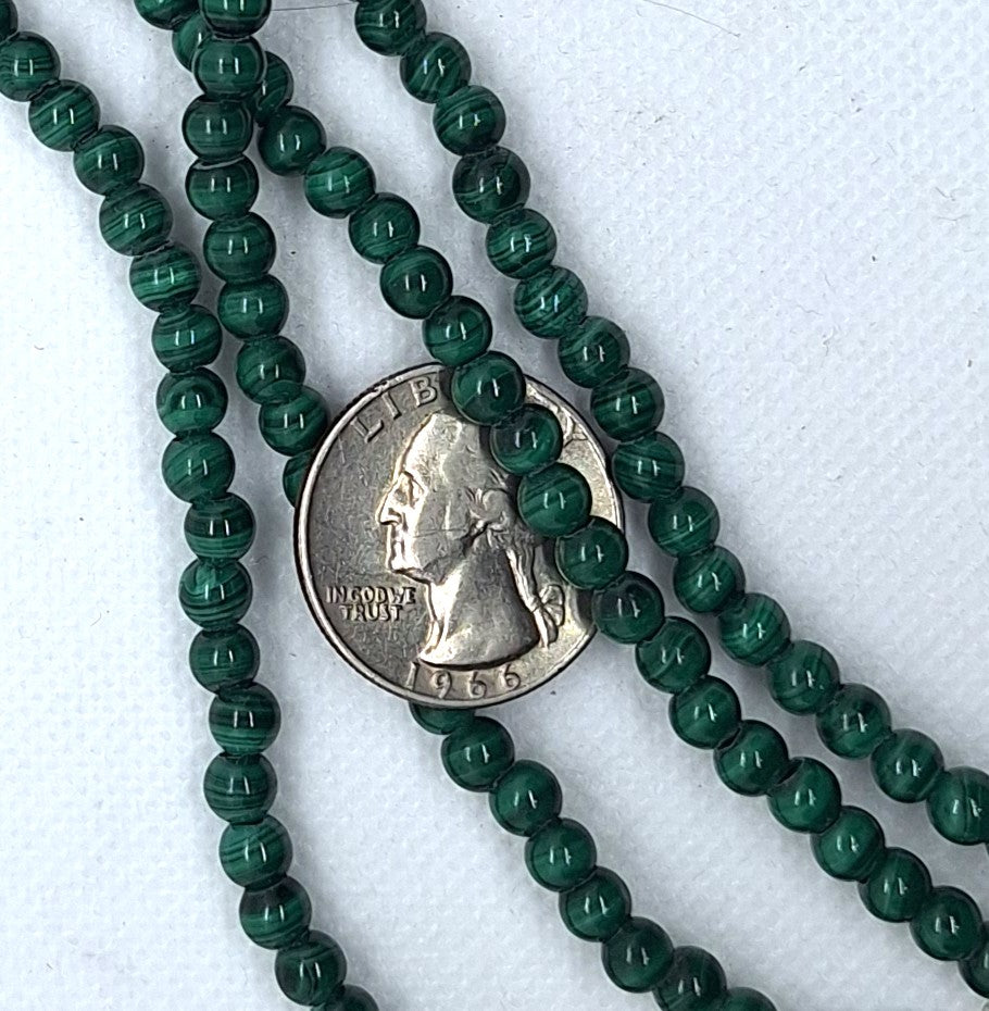 5mm Malachite Round Gemstone Beads 16-Inch Strand