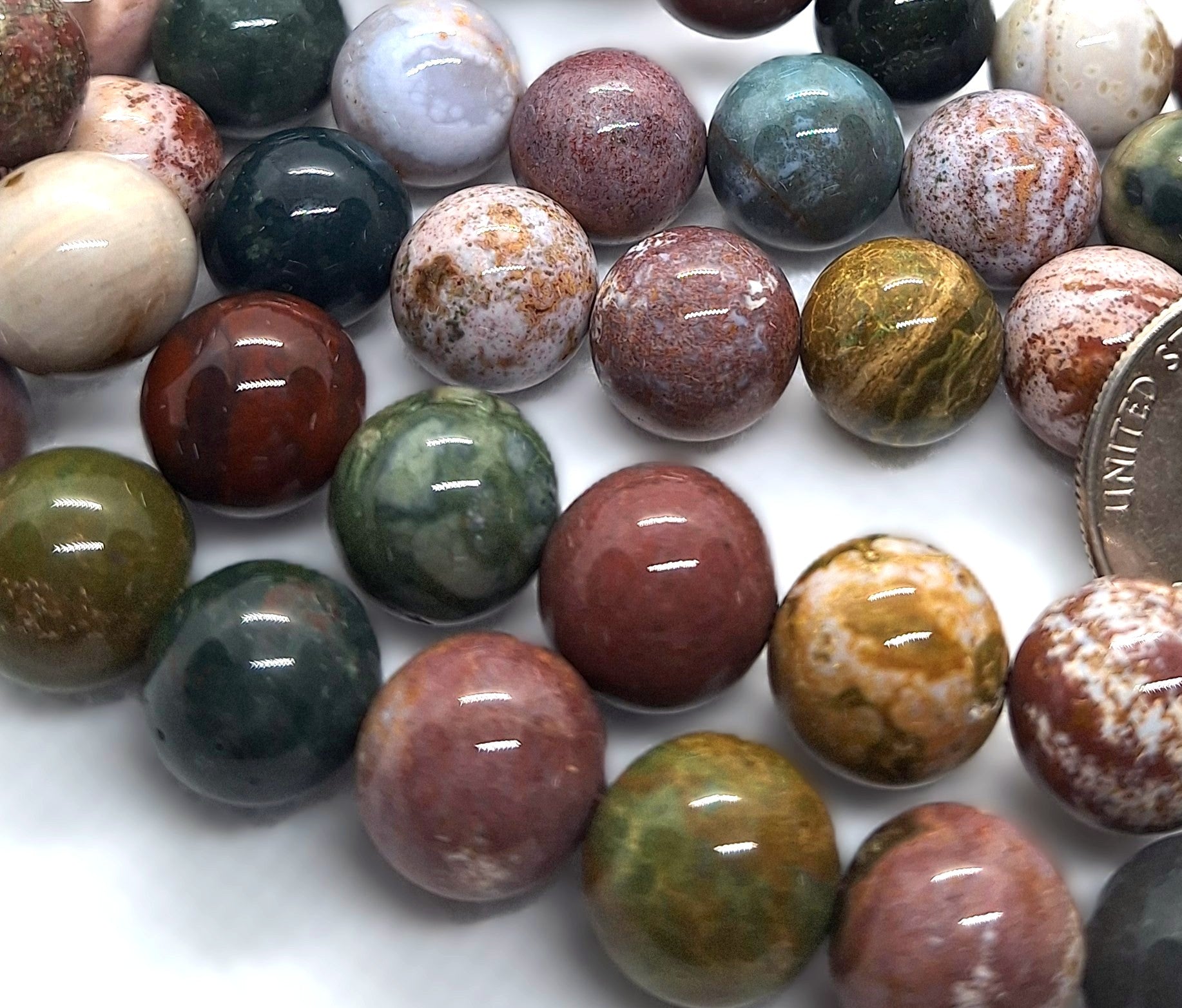 12mm Ocean Jasper Round Gemstone Beads 16-Inch Strand