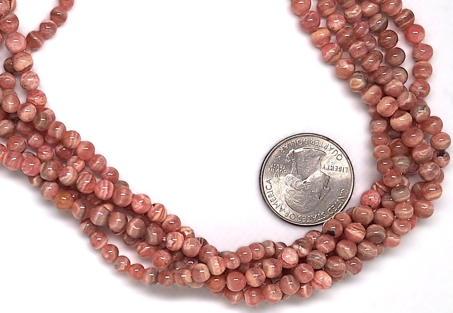 5mm Natural Rhodocrosite Round Gemstone Beads 16-inch Strand