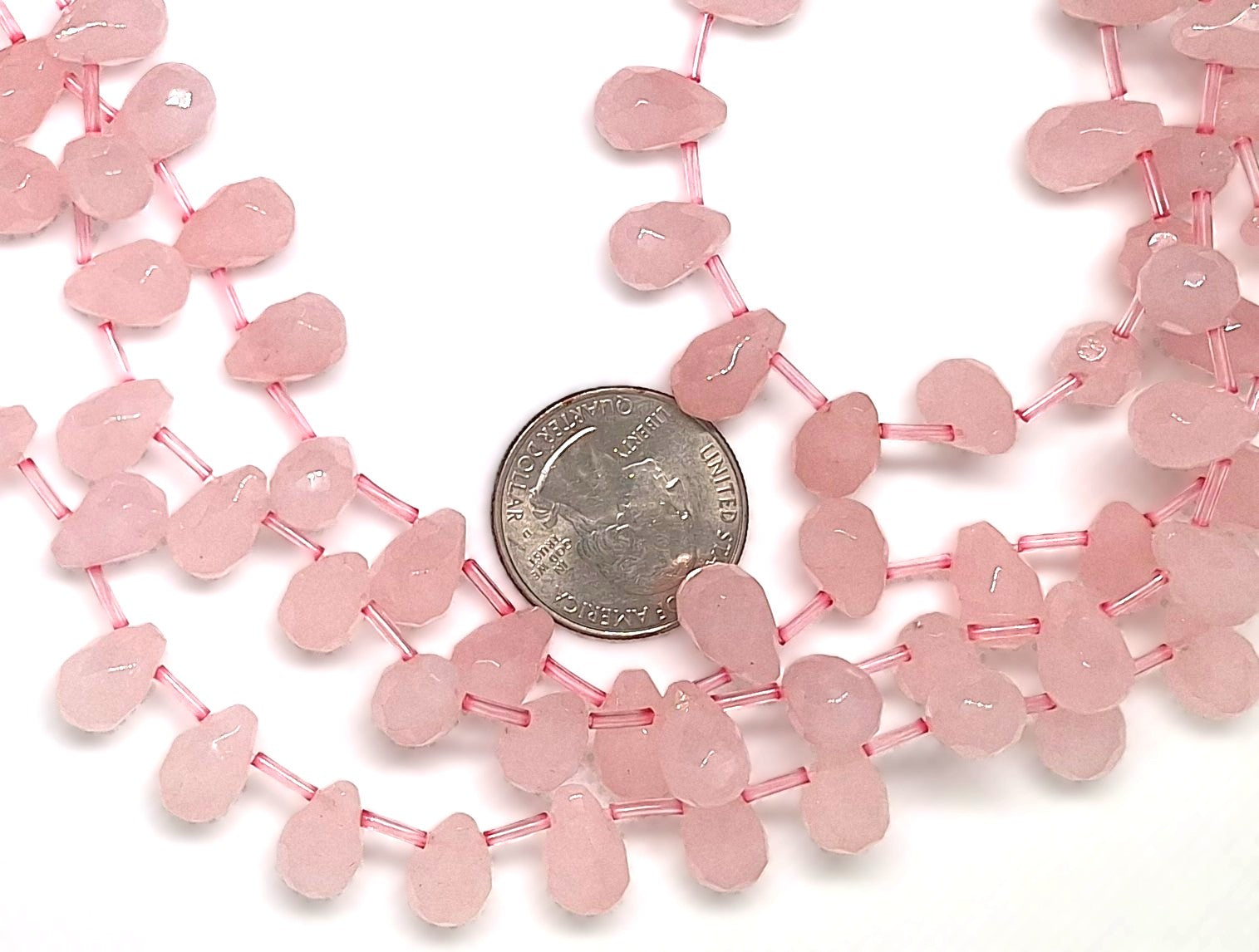 12x8mm Rose Quartz Faceted Teardrop Briolette Gemstone Beads 16-inch Strand