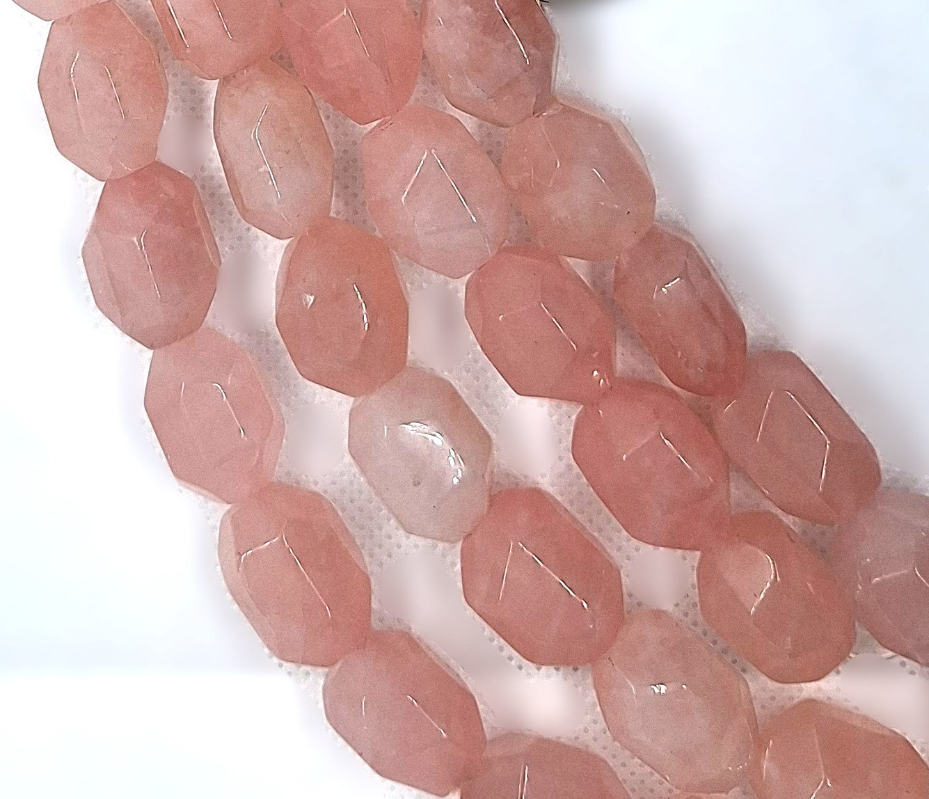18x13mm Rose Quartz Faceted Nugget Gemstone Beads 16-Inch Strand