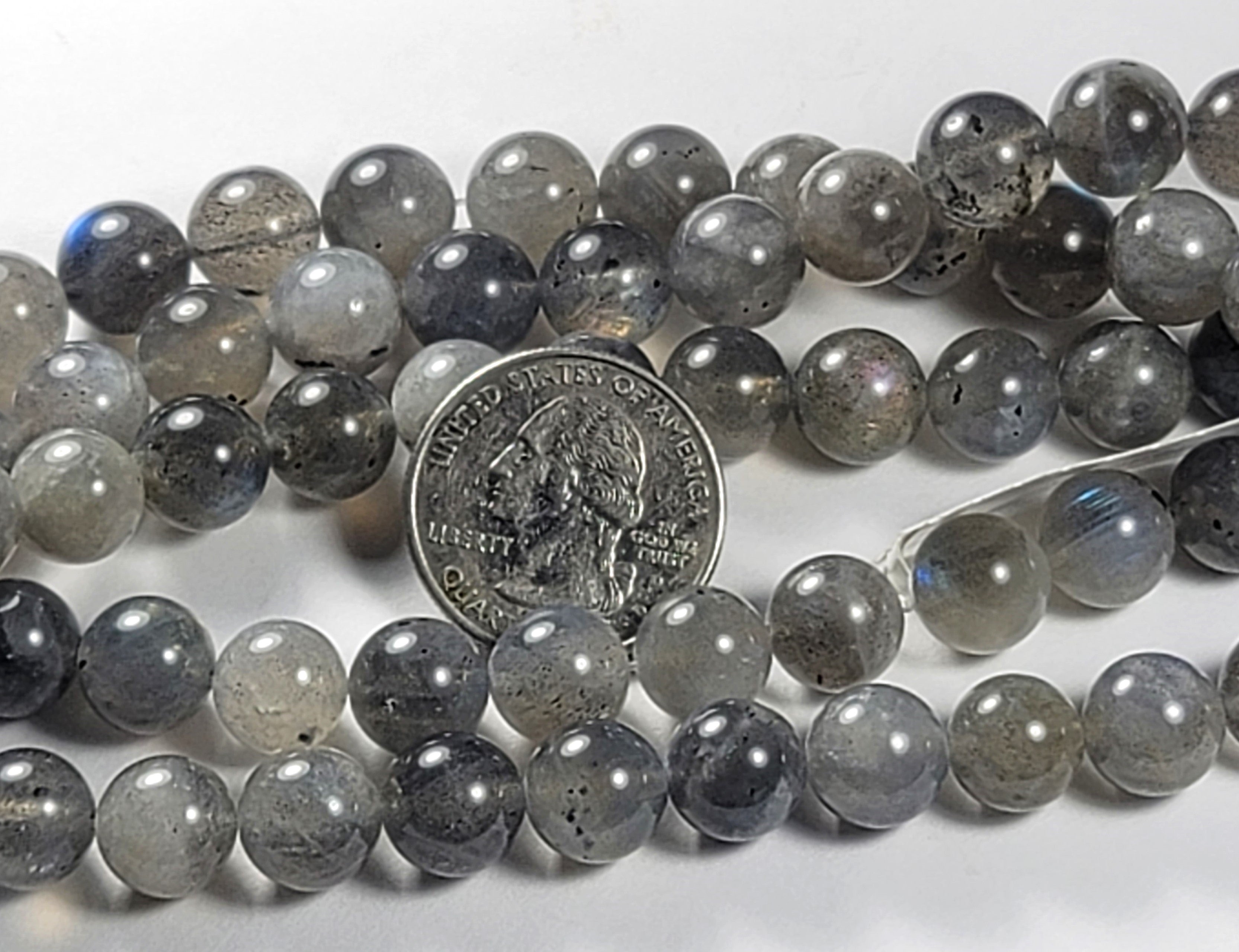 10mm White Labradorite Round Gemstone Beads 8-Inch Strand