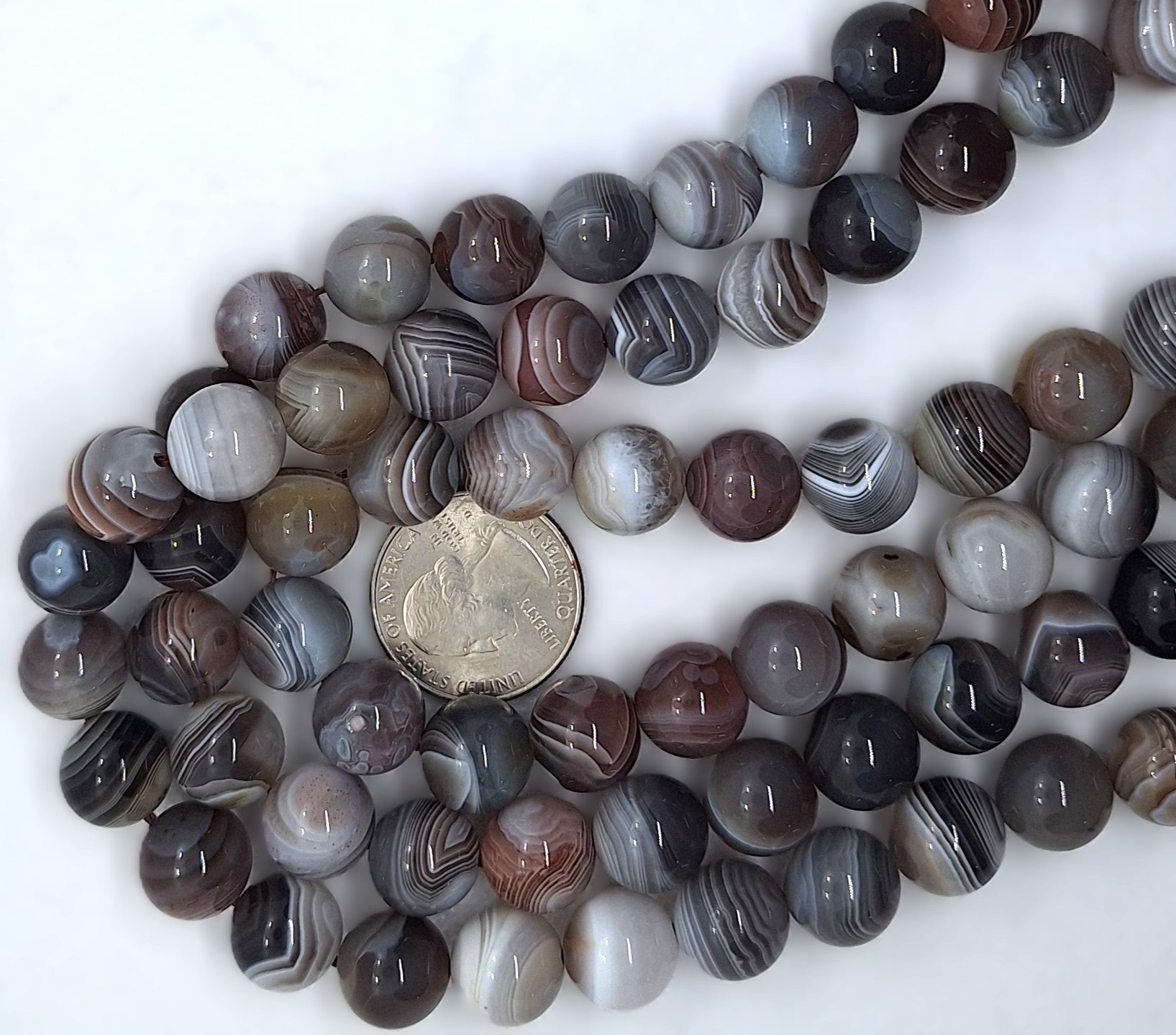 12mm Botswana Agate Round Gemstone Beads 16-Inch Strand