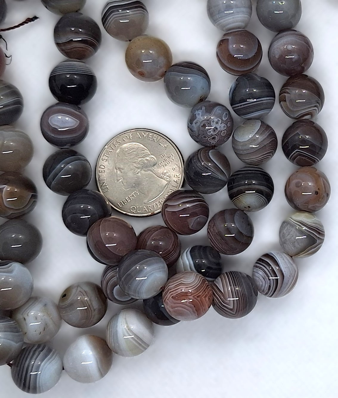 12mm Botswana Agate Round Gemstone Beads 16-Inch Strand