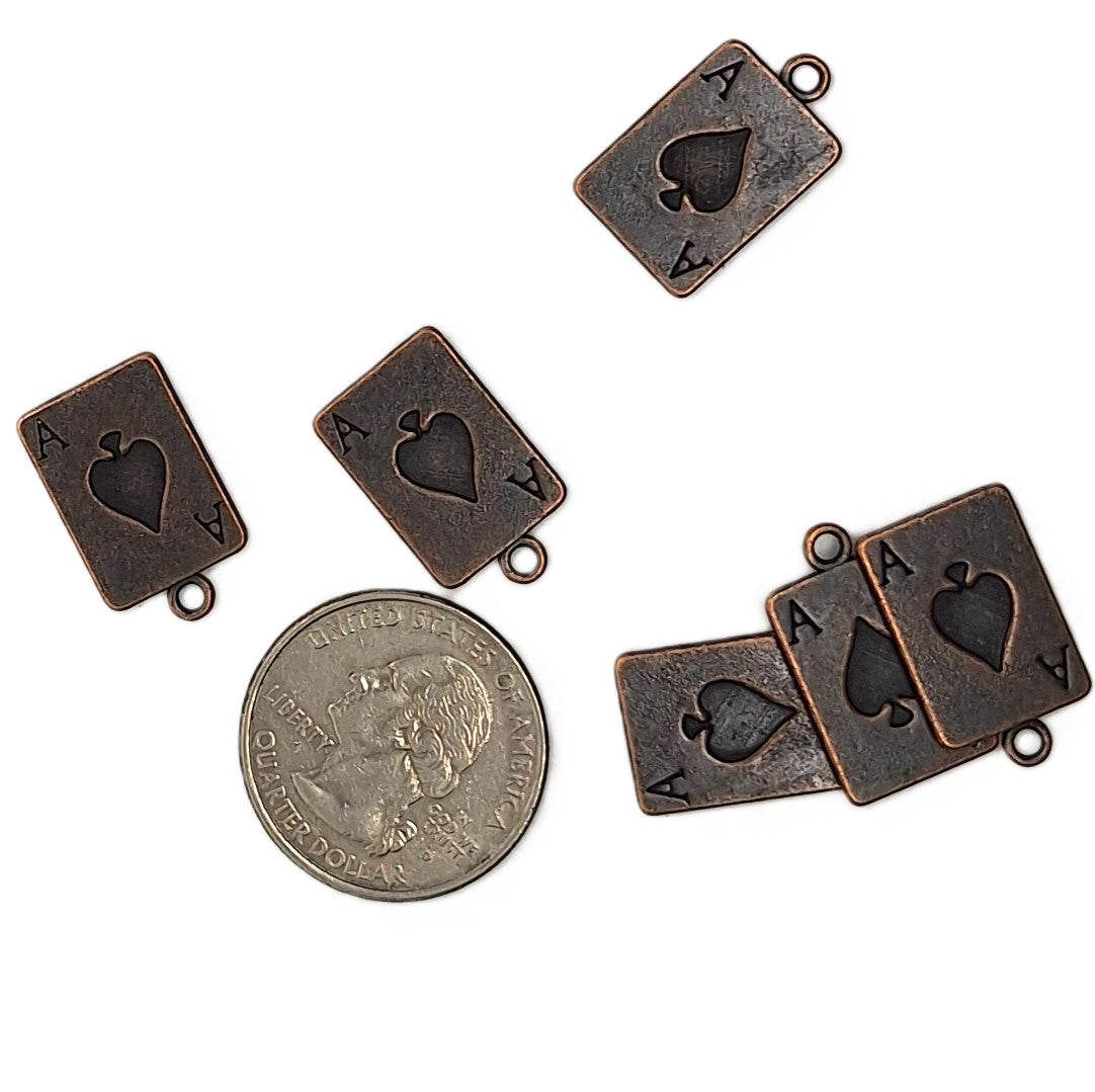 21x13mm Ace Playing Card Charms Copper Zinc Alloy 10ct