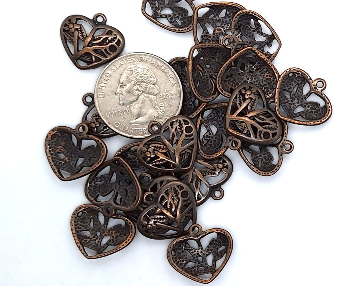 18x17mm Flowering Heart Rhinestone Setting Charm Copper Zinc Alloy 5ct
