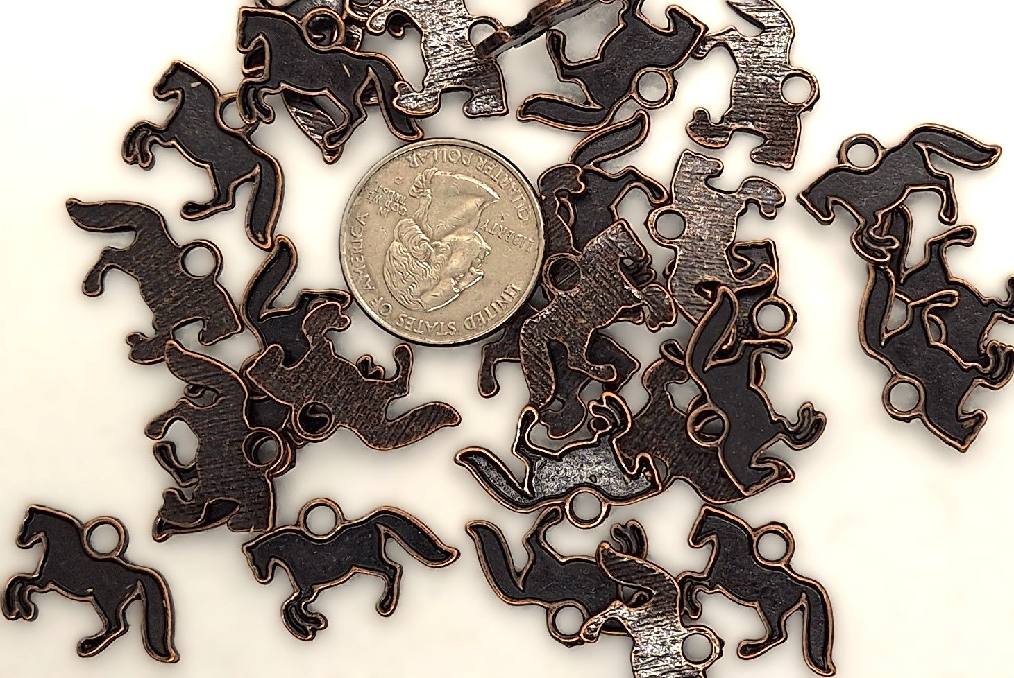15.5x24mm Horse Silhouette Small Pendant Charm Copper Zinc Alloy 10ct