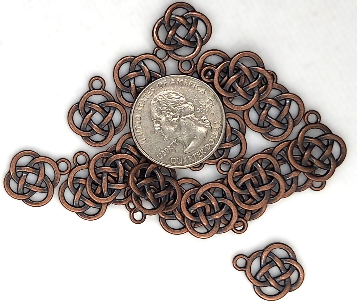 17mm Celtic Knot Round Charm Copper Zinc Alloy 10ct