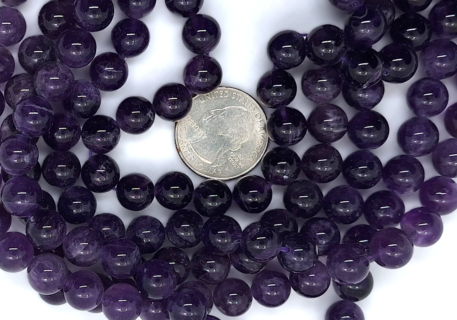 10mm Dark Amethyst Round Gemstone Beads 16-Inch Strand