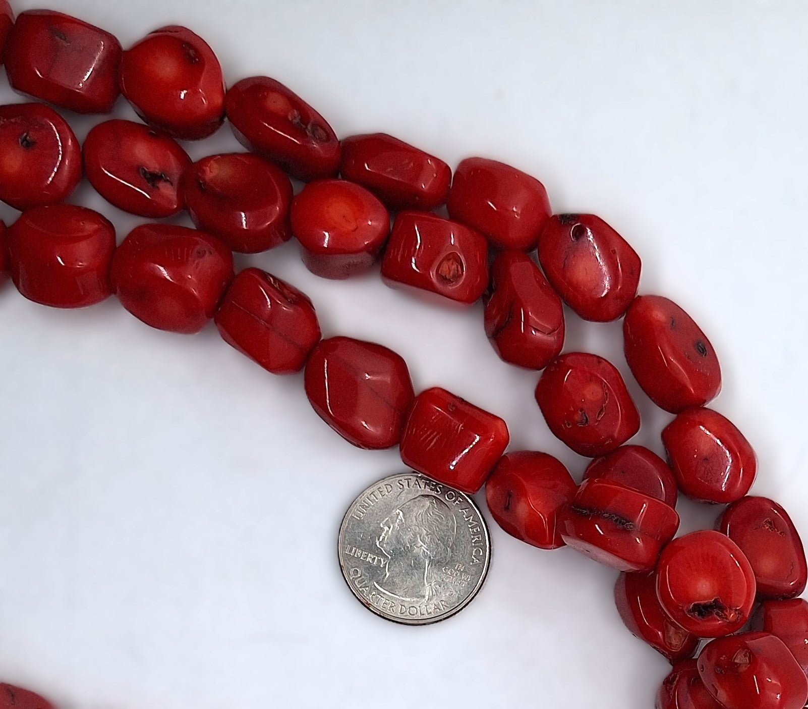 16x20mm Red Coral Dyed Nugget Gemstone Beads 16-Inch Strand