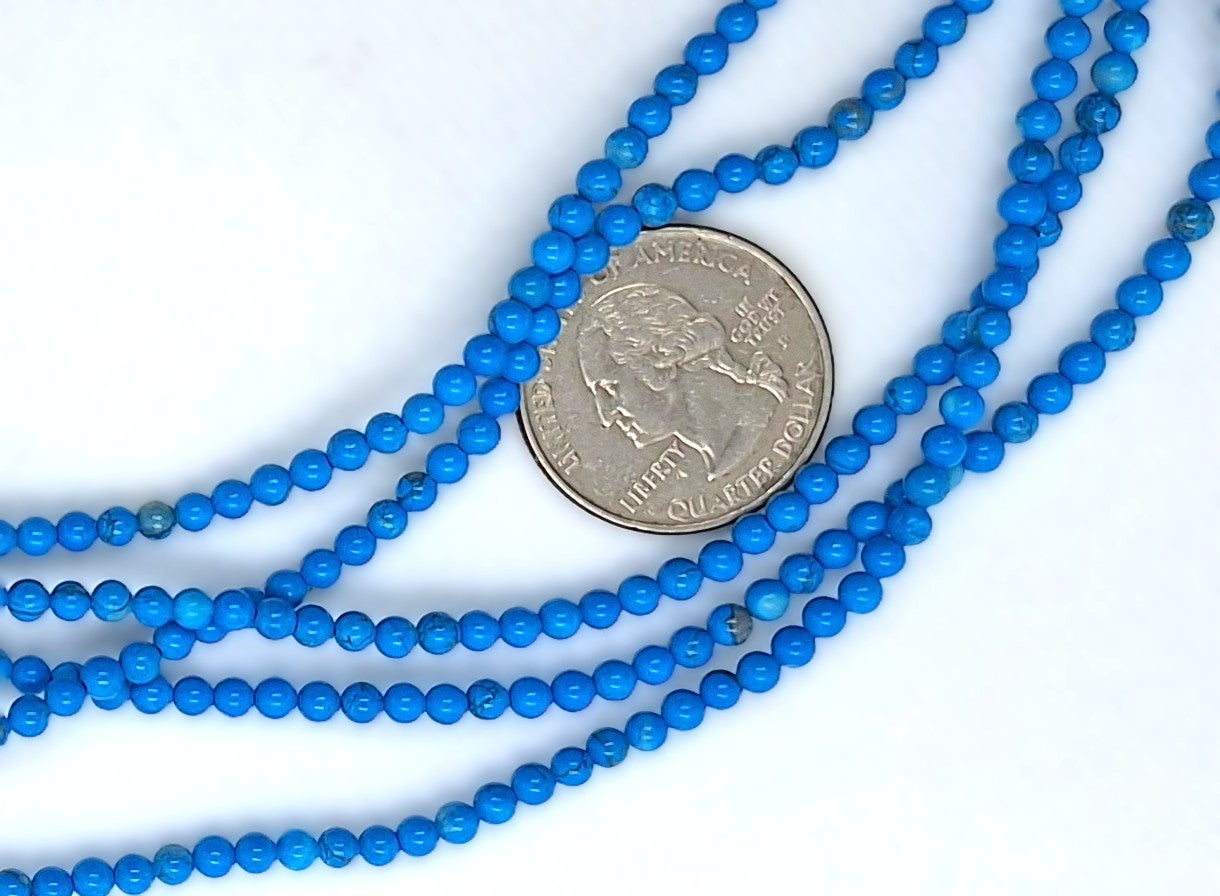 3mm Turquoise Blue Howlite Dyed Round Gemstone Beads 8-Inch Strand
