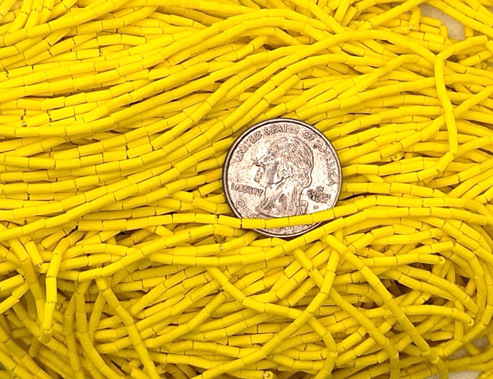 Yellow Opaque Matte Size 2 Bugle Beads Full Hank
