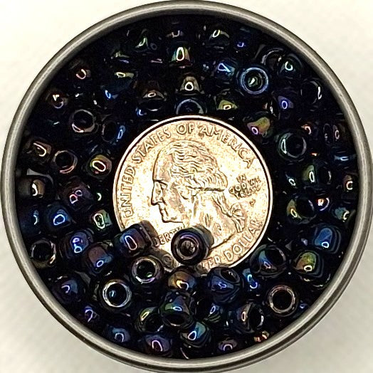 3/0  Black Metallic Rainbow Iris Toho Round Seed Beads 25g