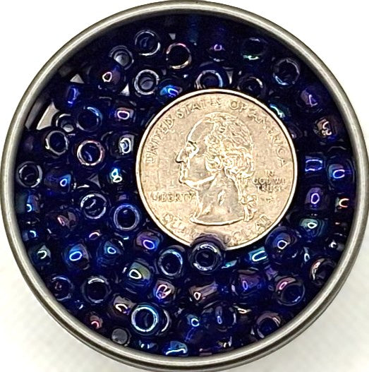 3/0 Cobalt Transparent Rainbow Iris Toho Round Seed Beads 25g