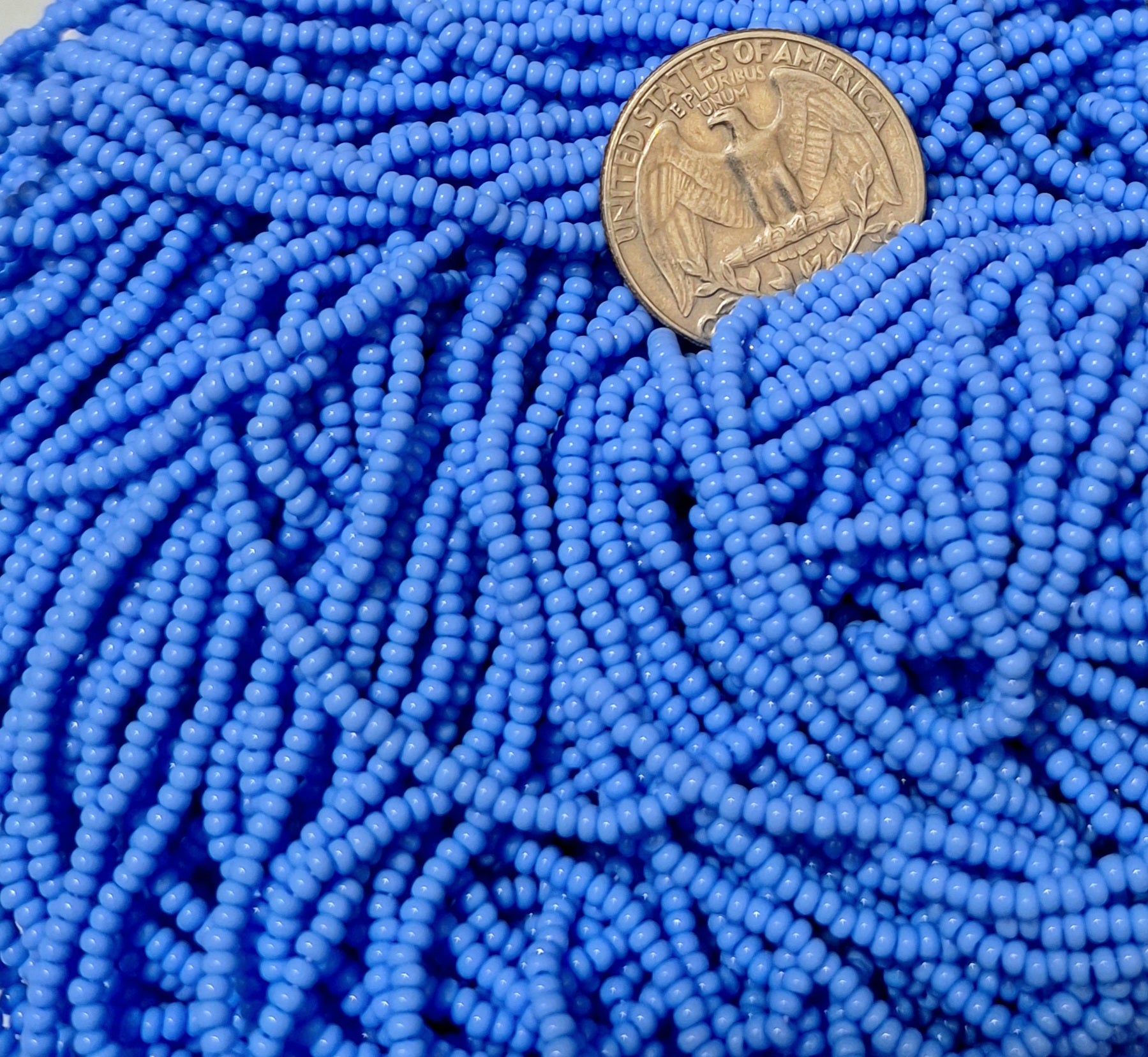 11/0 Light Blue Opaque Czech Seed Beads Full Hank