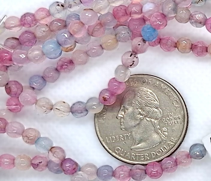 4mm Morganite Dyed Agate Faceted Round Gemstone Beads 8-Inch Strand