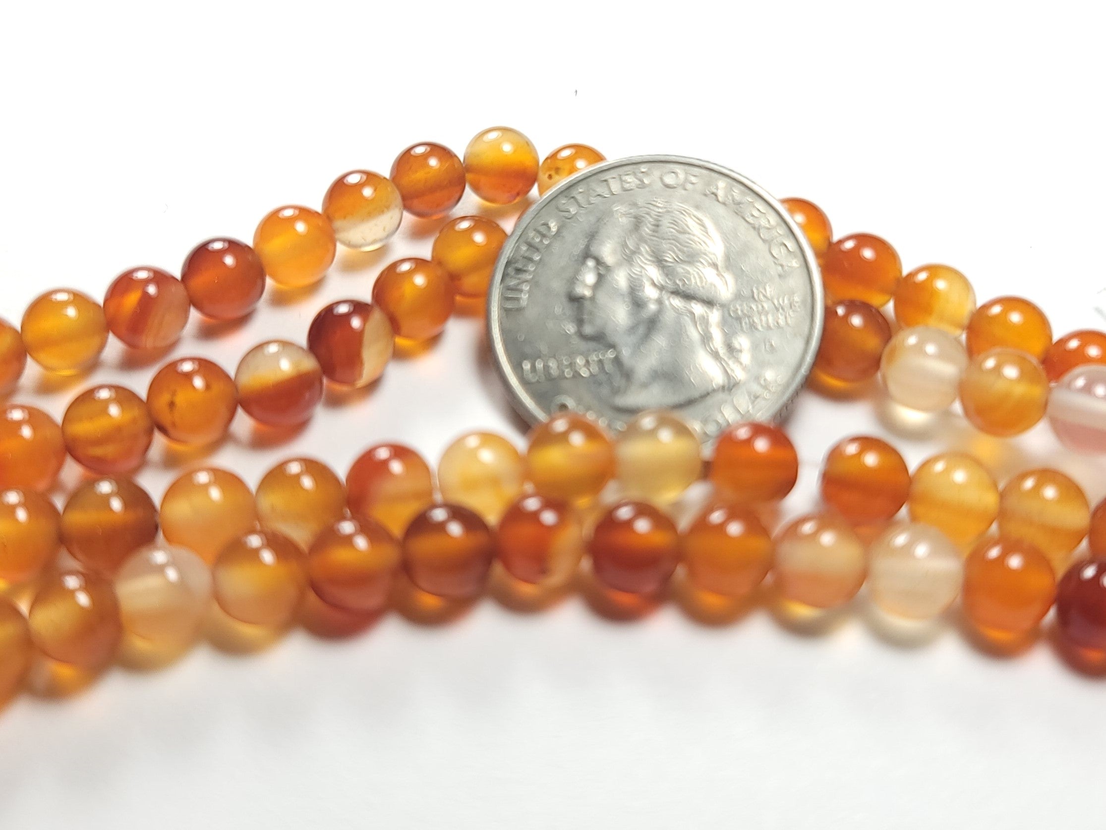 6mm Carnelian Lite Round Gemstone Beads 8-Inch Strand