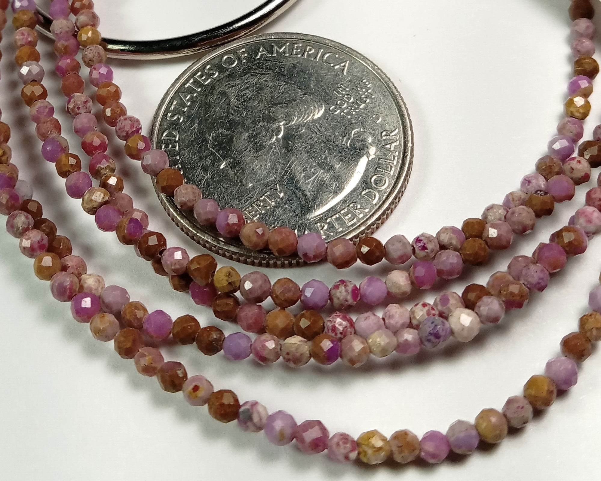 2mm Lepidolite Faceted Round Gemstone Beads 8-Inch Strand