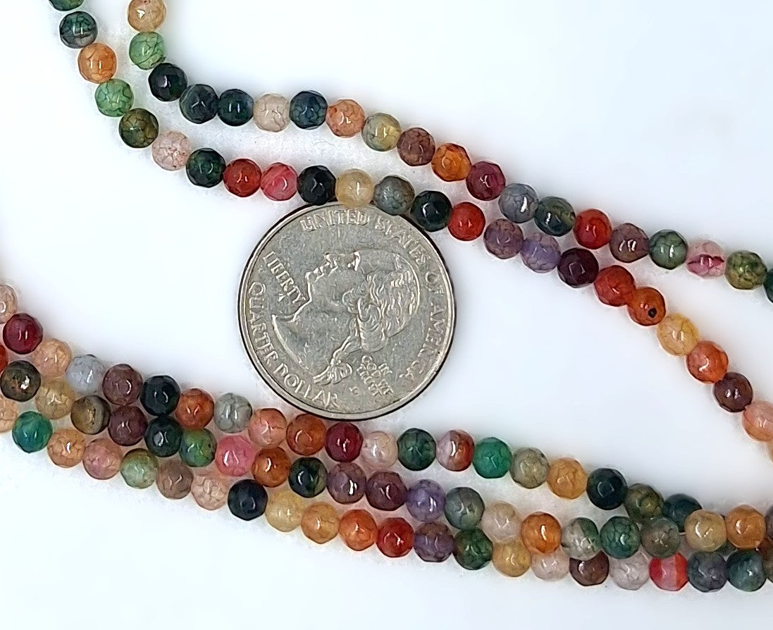 4mm Tourmaline Dyed Agate Faceted Round Gemstone Beads 8-Inch Strand