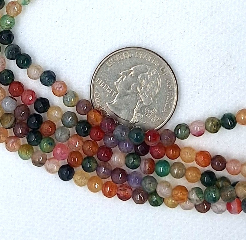 4mm Tourmaline Dyed Agate Faceted Round Gemstone Beads 8-Inch Strand