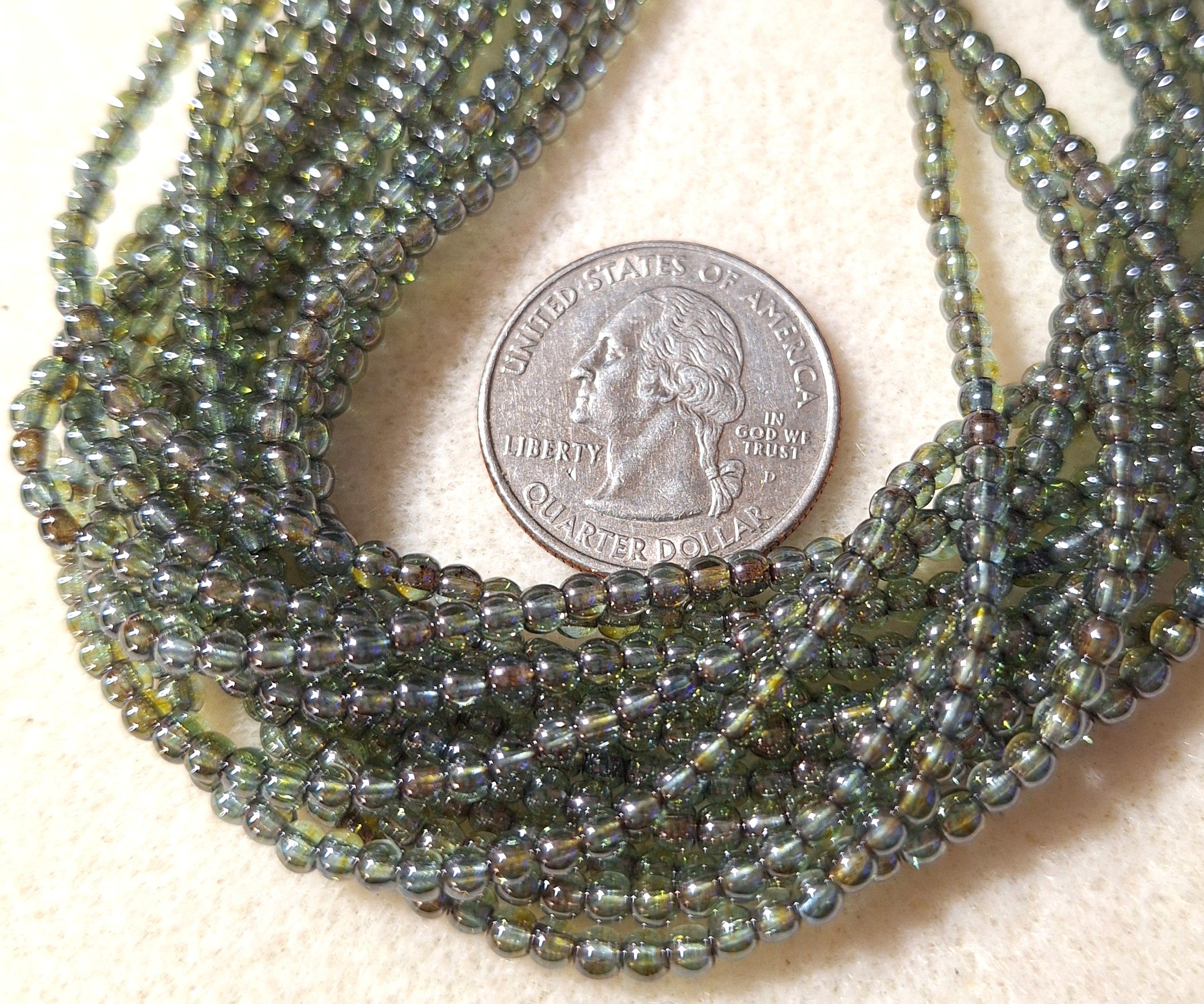 3mm Lumi Green Smooth Round Czech Glass Druk Beads 100ct