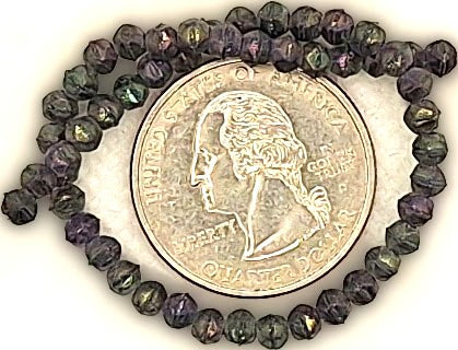 3mm Purple Opaque Rainbow Matte English Cut Pressed Glass Czech Beads 50ct