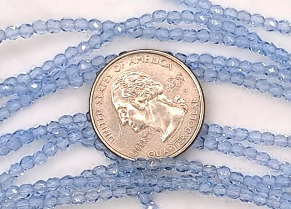 3mm Sapphire Blue Transparent Fire-Polished Faceted Round Beads 50ct