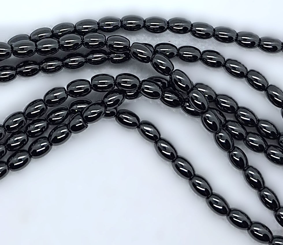 6x4mm Hematite Rice Gemstone Beads 16-Inch Strand