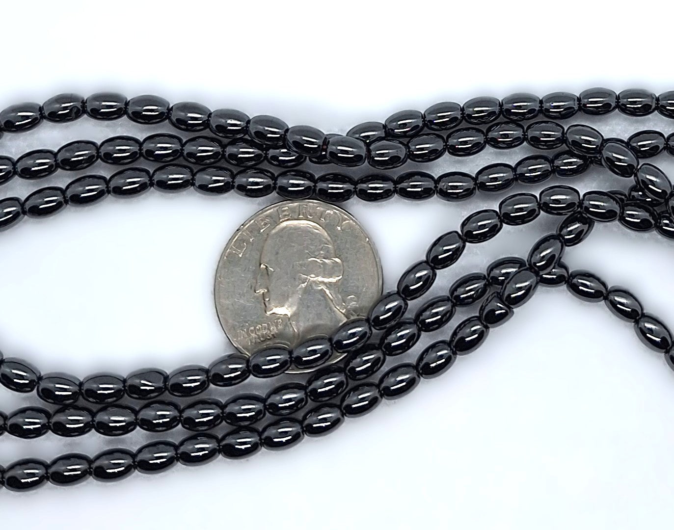 6x4mm Hematite Rice Gemstone Beads 16-Inch Strand