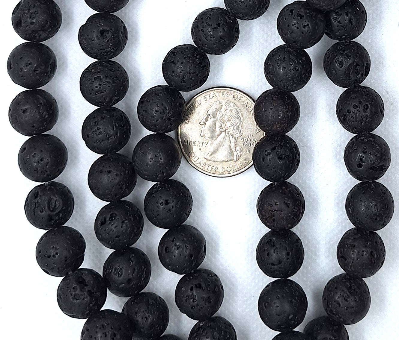 12mm Black Lava Round Gemstone Beads 8-Inch Strand