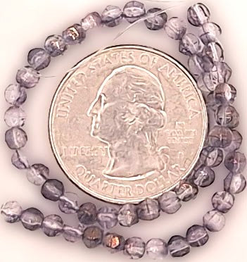3mm Amethyst Transparent Light Copper Luster English Cut Pressed Glass Czech Beads 50ct
