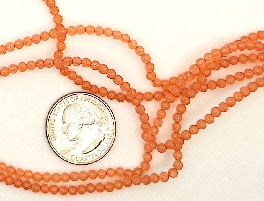3mm Peach Aventurine Round Gemstone Beads 8-inch Strand