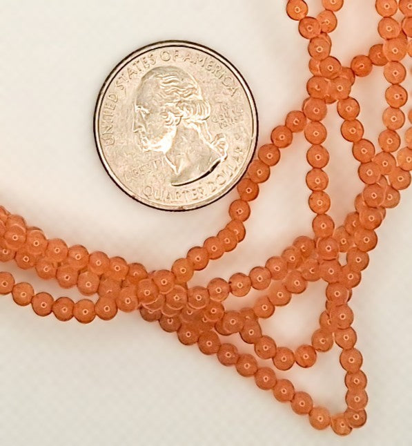 3mm Peach Aventurine Round Gemstone Beads 8-inch Strand