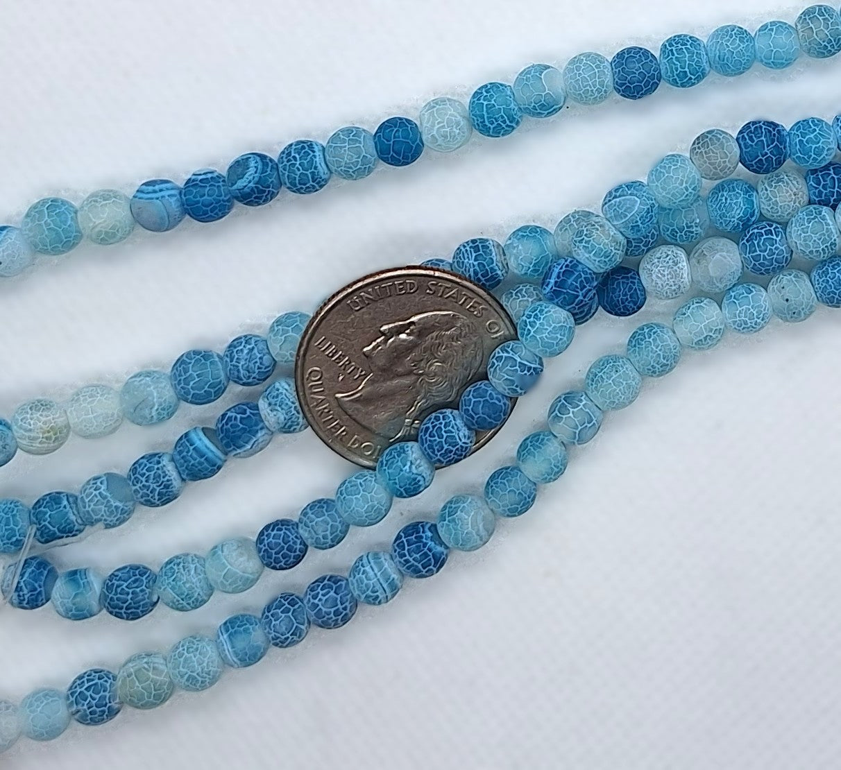 6mm Sky Blue Matte Crackle Agate Round Gemstone Beads 8-Inch Strand