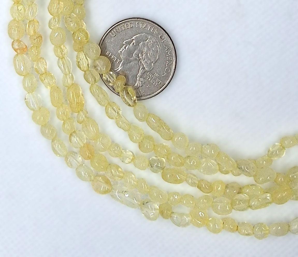 5x3mm Lemon Quartz Nugget Gemstone Beads 8-Inch Strand