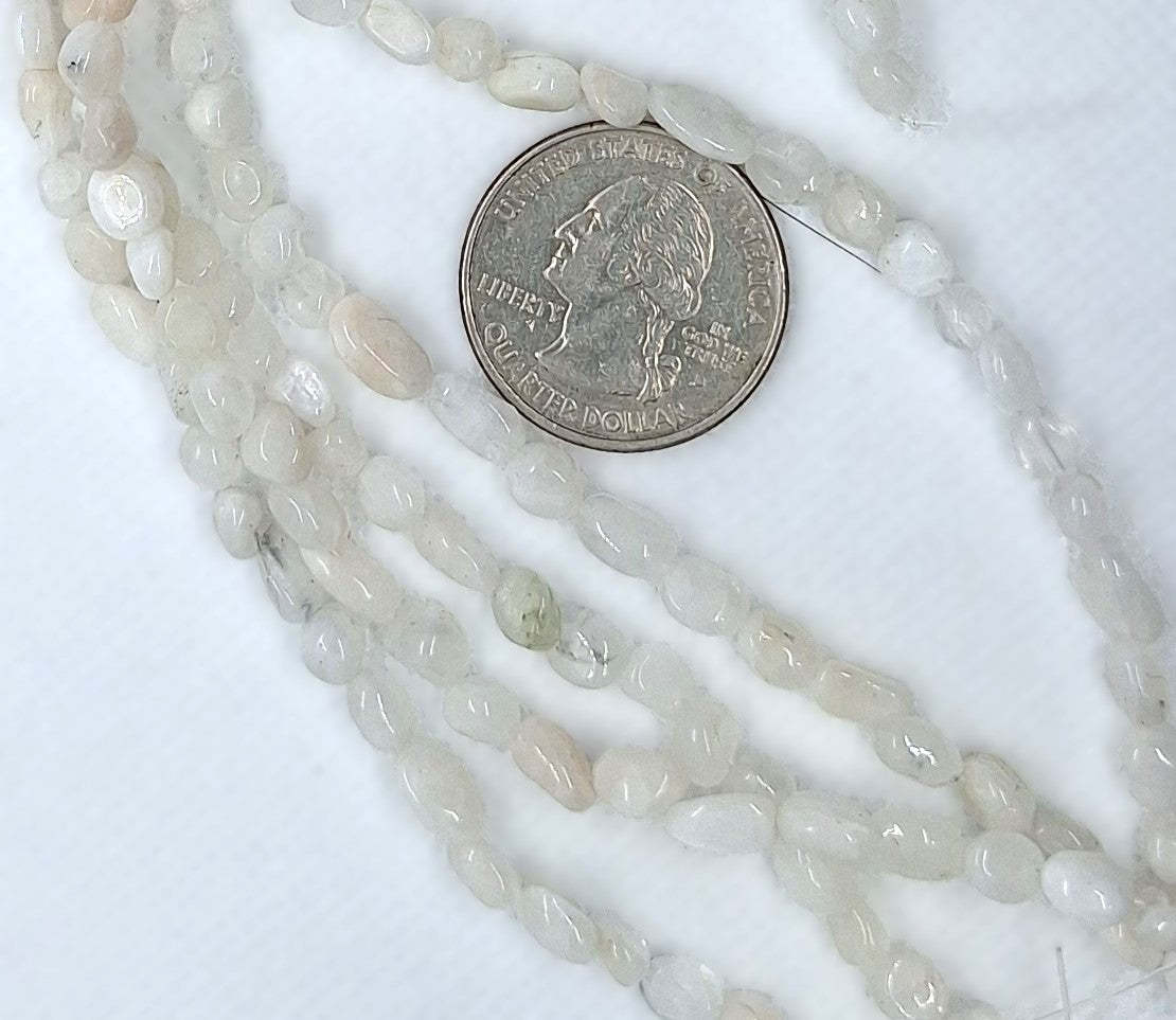5x3mm Moonstone Pebble Nugget Gemstone Beads 8-Inch Strand