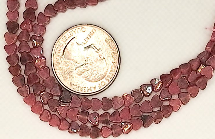 4mm Rhodonite Flat Heart Gemstone Beads 8-inch Strand