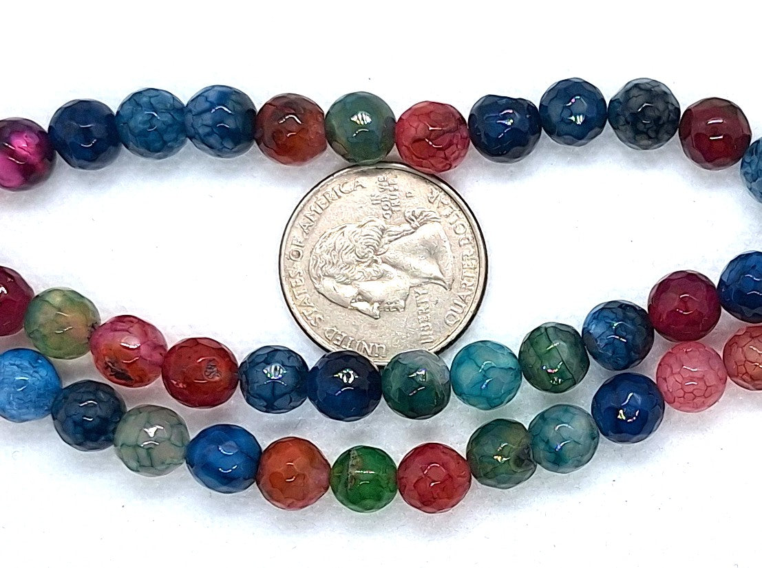 8mm Tourmaline Dyed Agate Faceted Round Gemstone Beads 8-Inch Strand