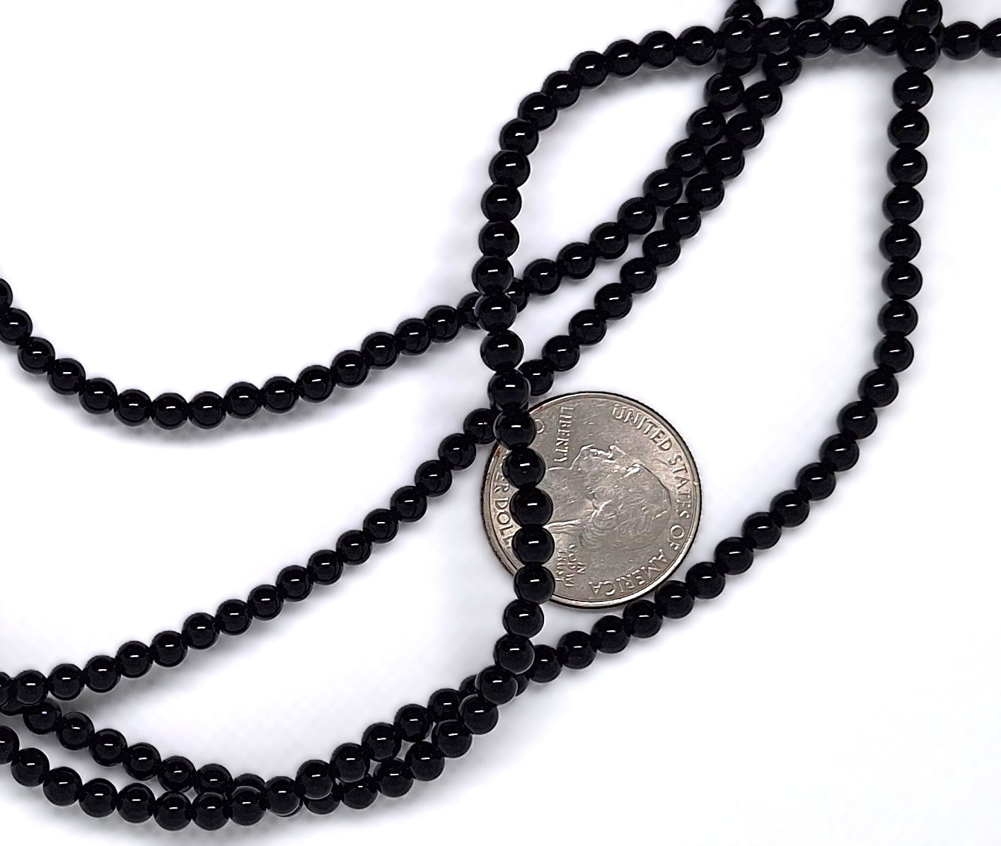 4mm Black Onyx Round Gemstone Beads 16-inch Strand