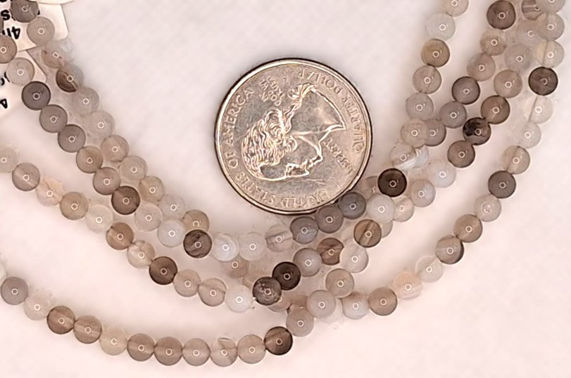 4mm Botswana Agate Round Gemstone Beads 8-Inch Strand