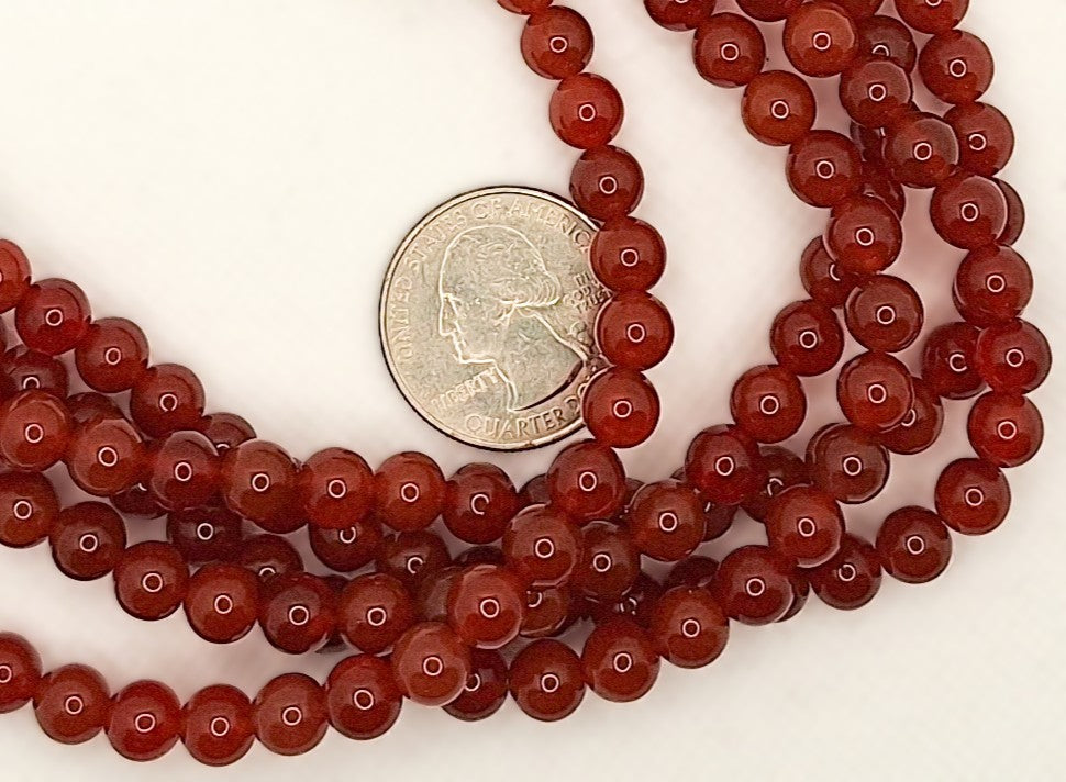 6mm Dark Carnelian Round Gemstone Beads 8-inch Strand