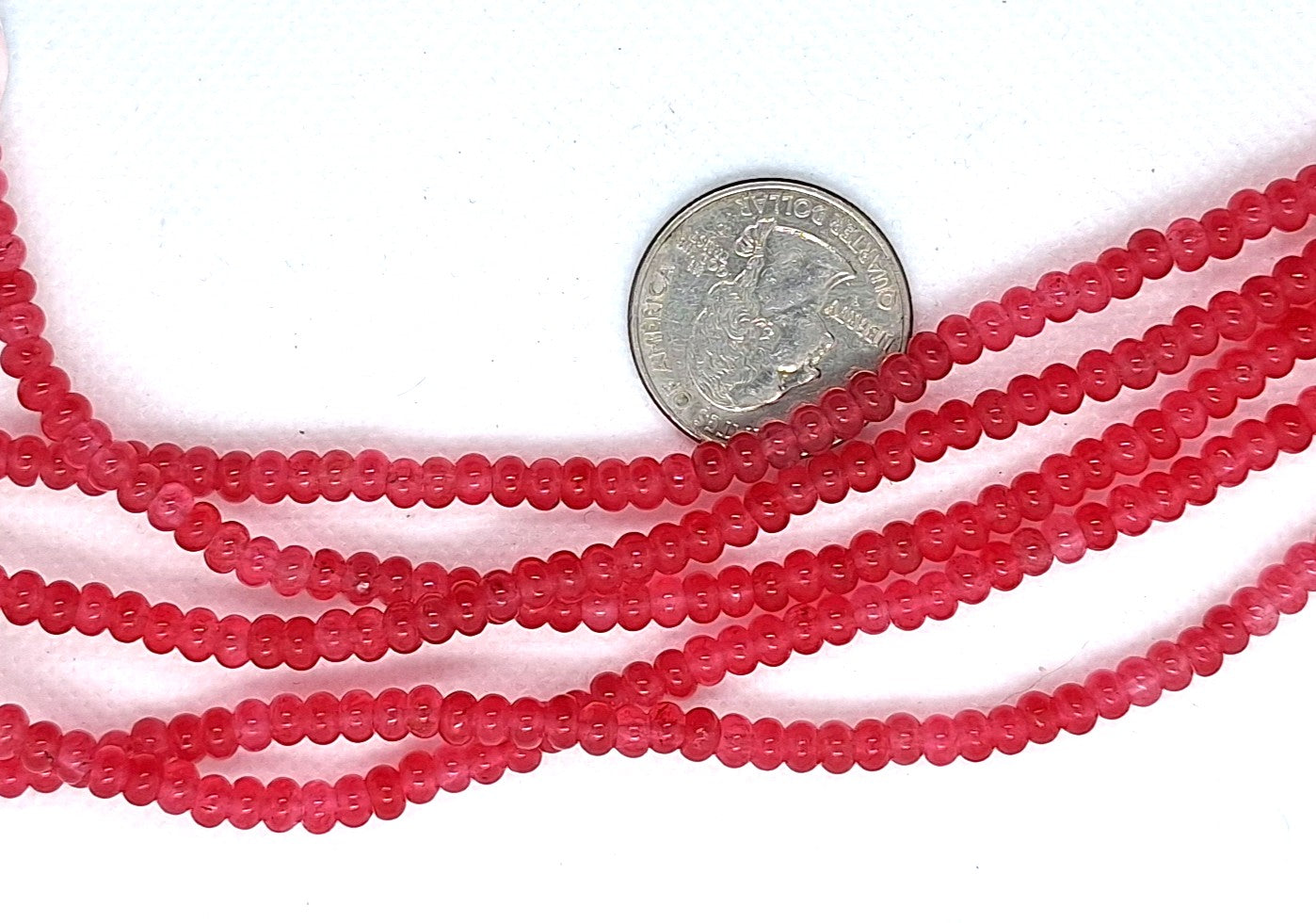 4x3mm Cherry Quartz Dyed Smooth Rondelle Gemstone Beads 8-Inch Strand