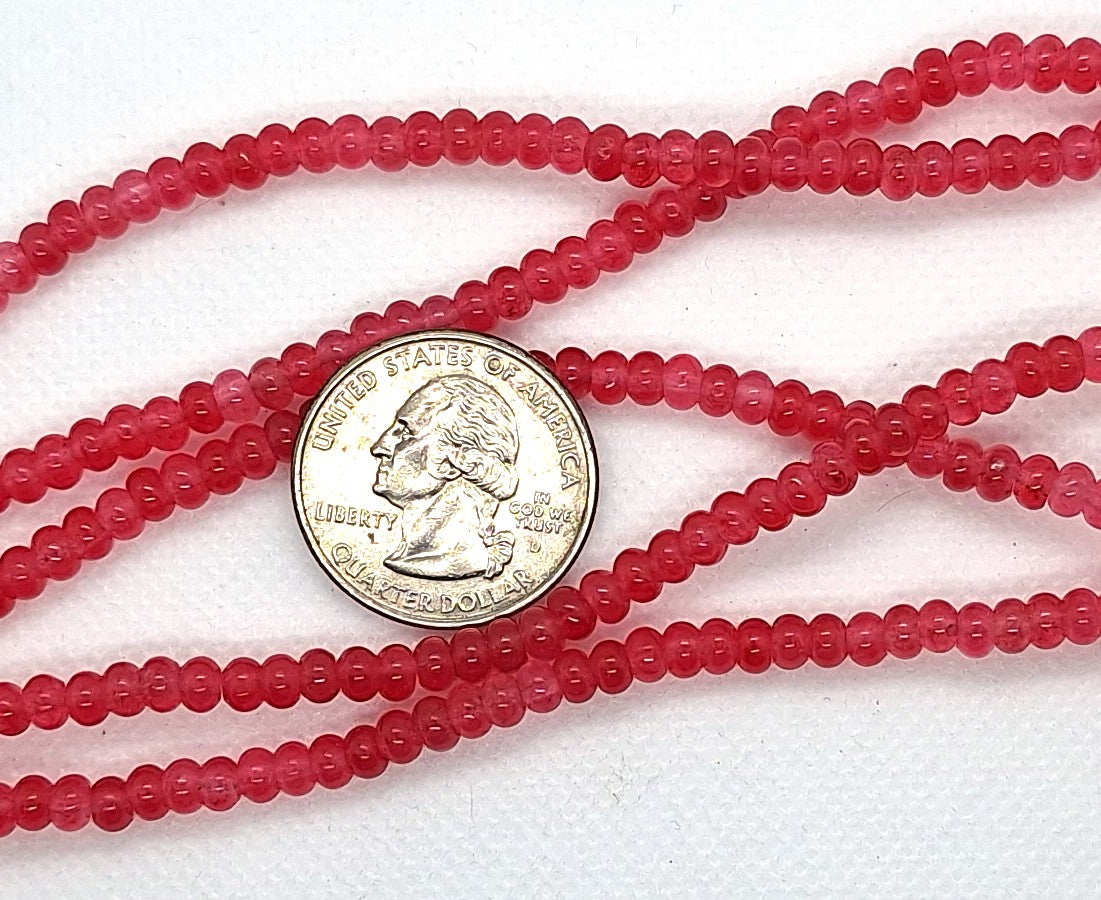 4x3mm Cherry Quartz Dyed Smooth Rondelle Gemstone Beads 8-Inch Strand