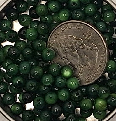 4-5mm Dark Green Dobu Shell Round Beads 24ct