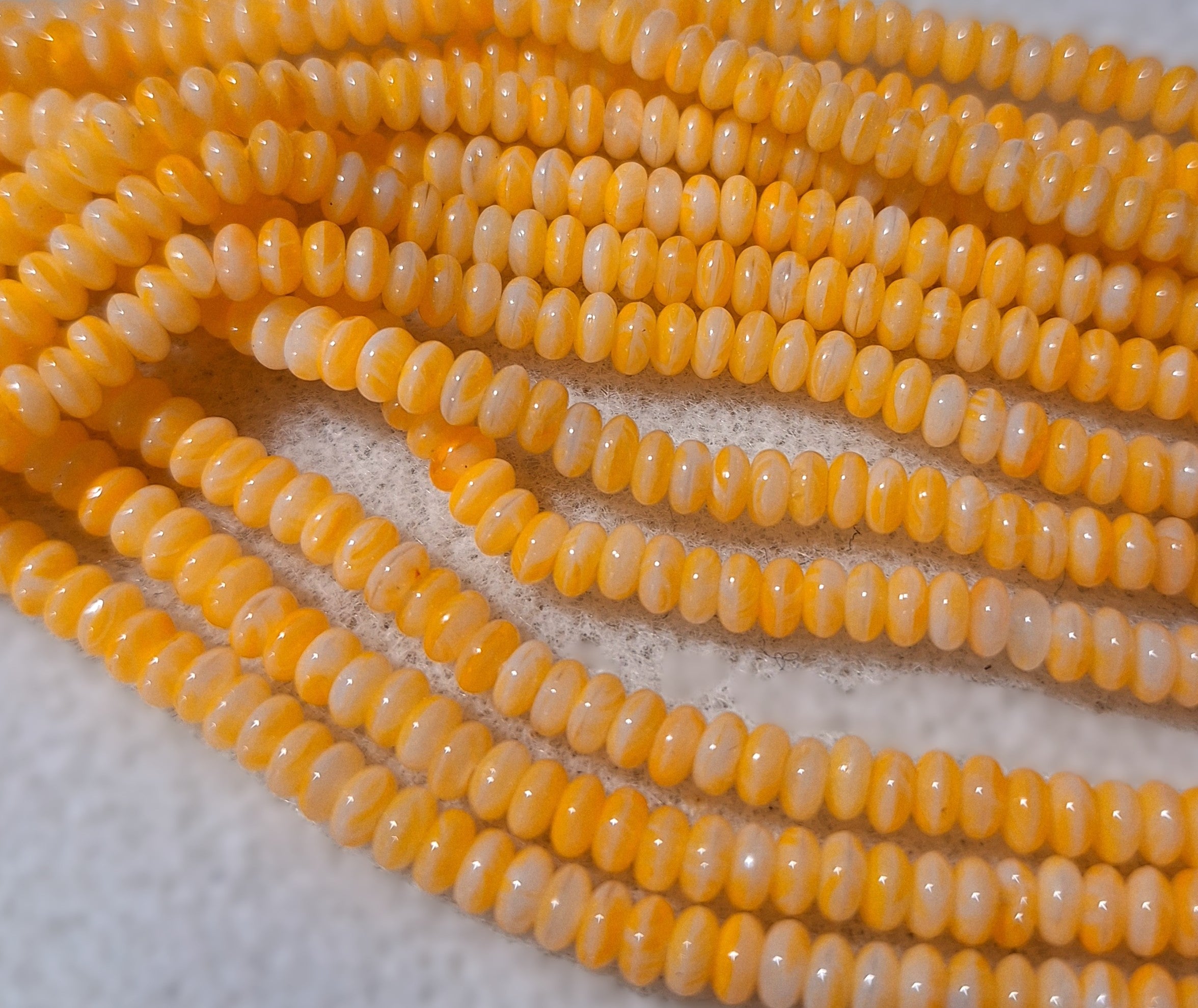 4mm Orange Quartz Smooth Rondelle Druk Glass Beads 100ct