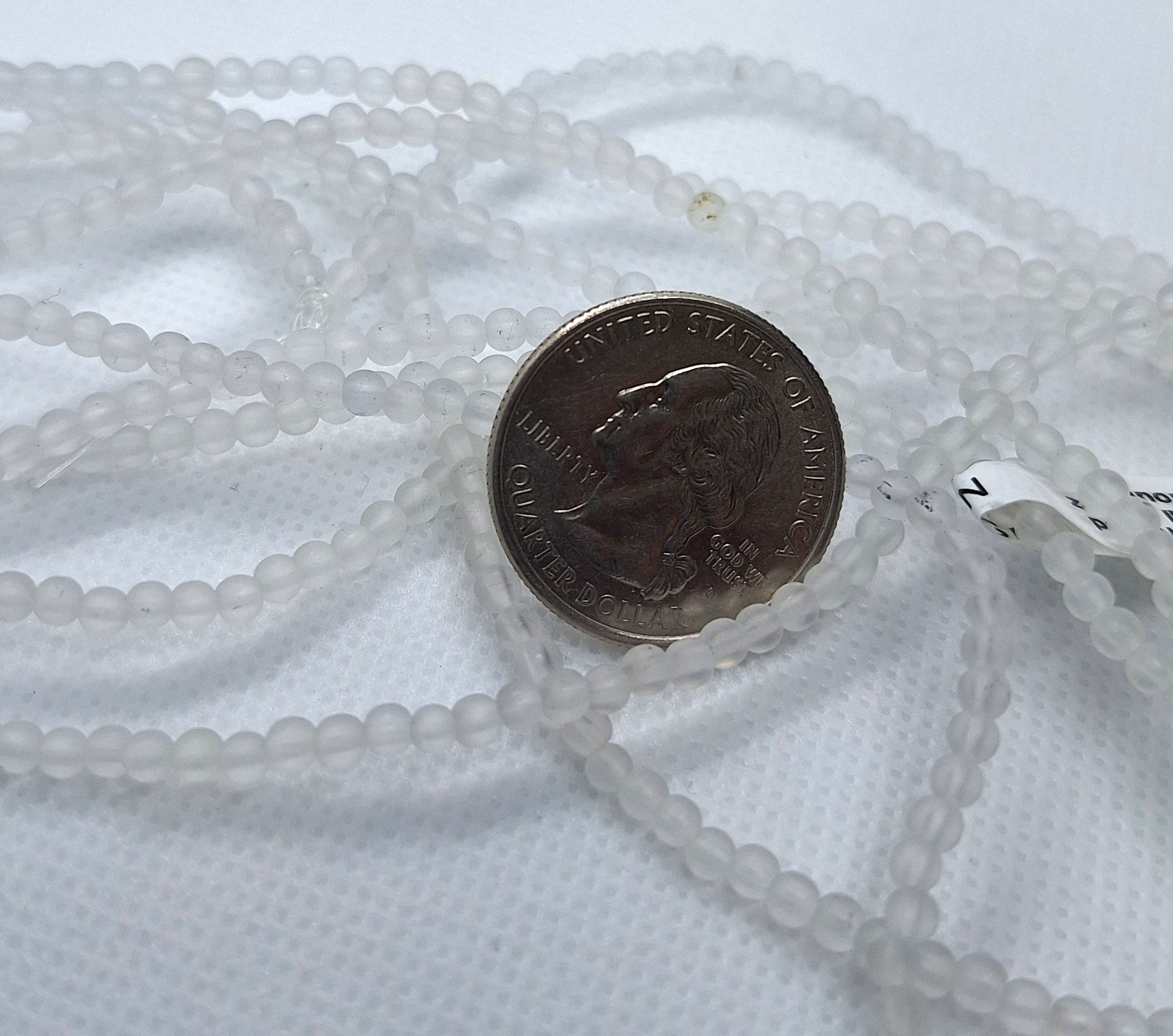 3mm Frosted Crystal Quartz Round Gemstone Beads 16-Inch Strand
