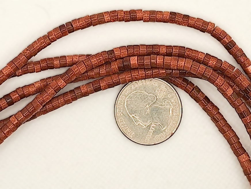 4x2mm Goldstone Button Heishi Gemstone Beads 8-inch Strand